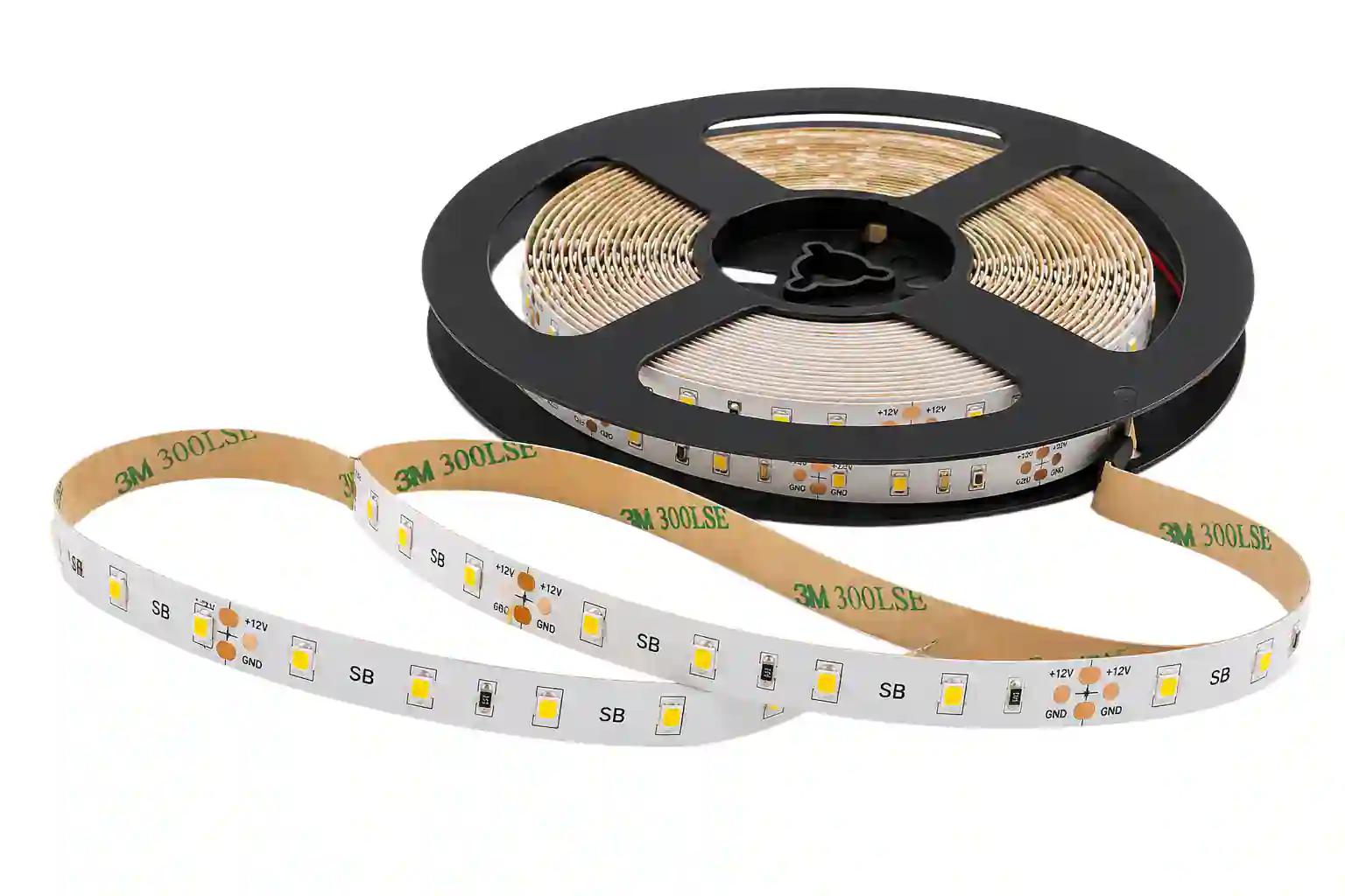 Vnitřní LED pásek 12V 12W/m IP20 2835 SMD San'an Super Brightness 60 LED na metr 1100lm/m studená bílá na kotouči 5m